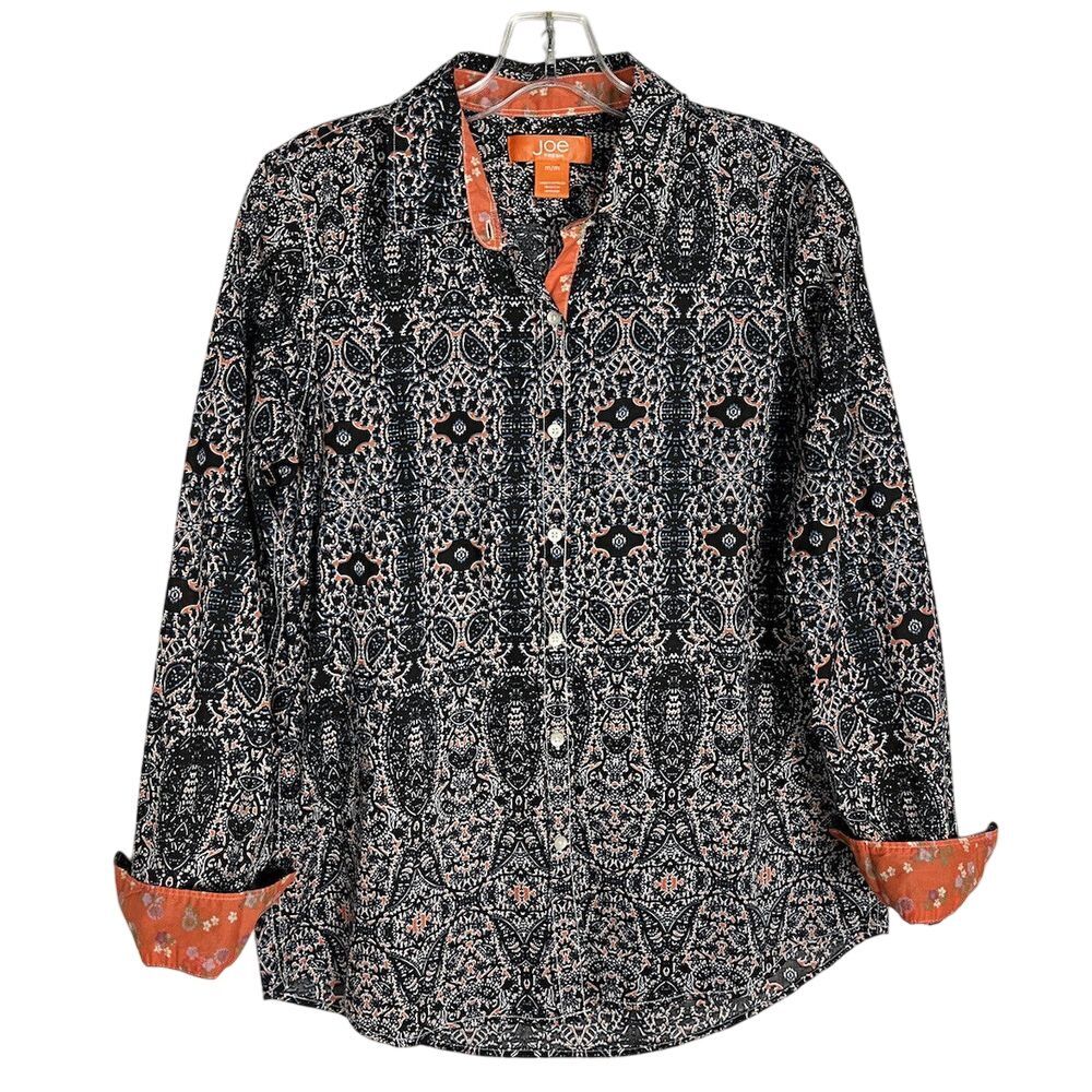 Joe Fresh Men's M Blue Print Long Sleeve Button Up Lightweight Geometric Shirt